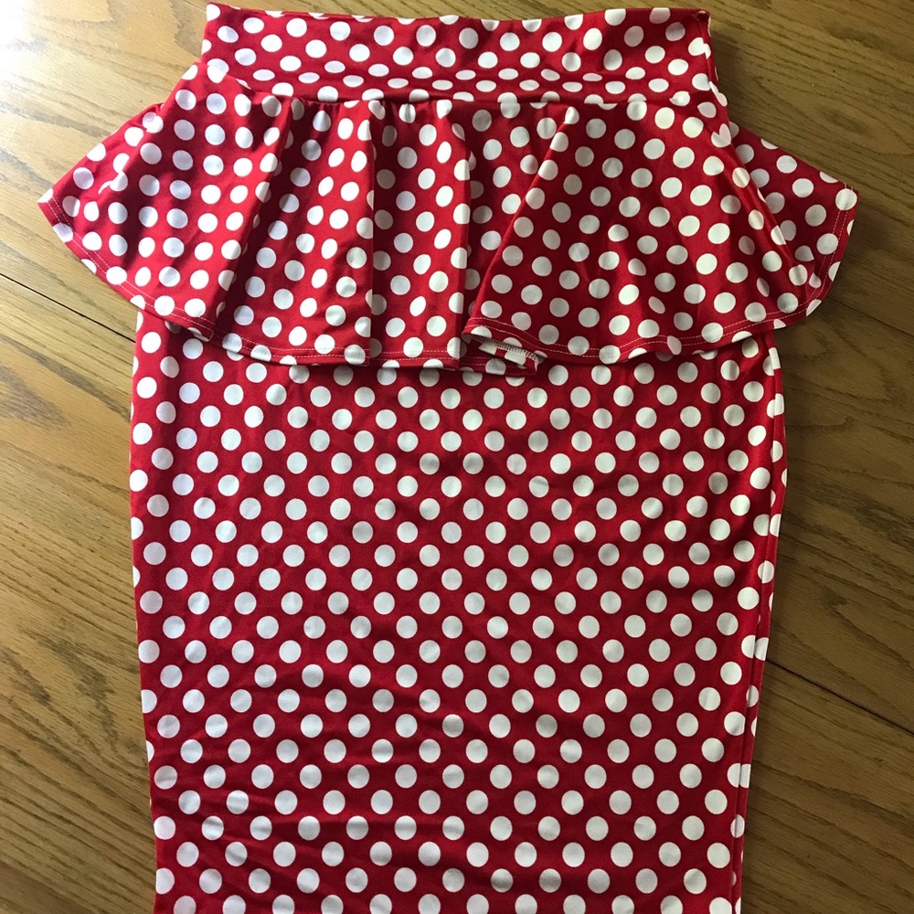 Pin Up Polka Dot Peplum Skirt